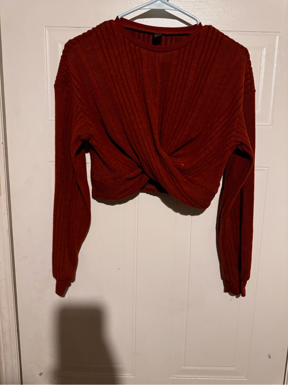 🧡 SHEIN Ribbed Twist Front Crop Sweater | Size XS